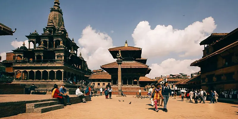 exploring the historic Kathmandu Durbar Square on a sunny day